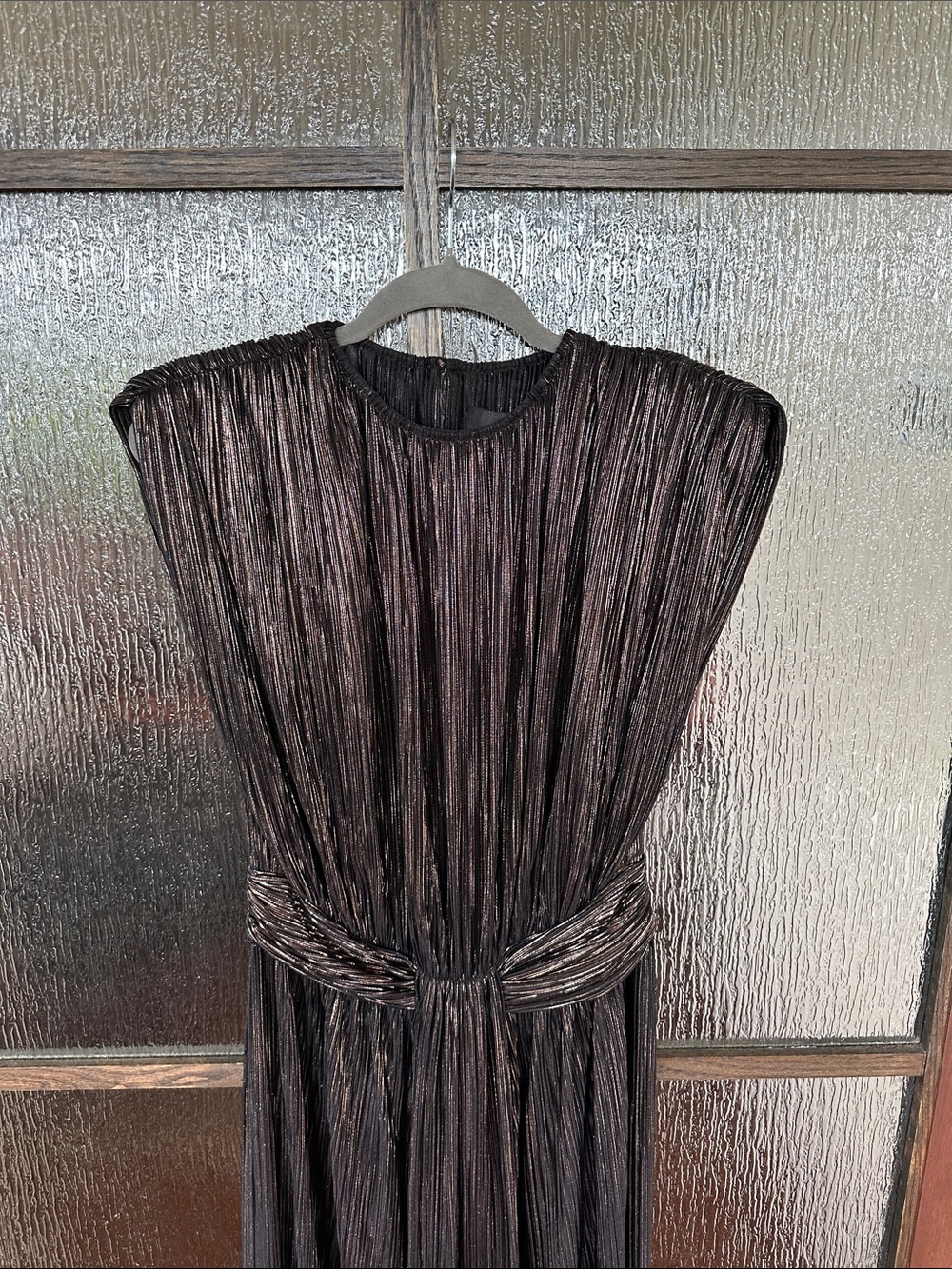 Sabina Musayev Sivian Dress
Metallic Brown Pleated Evening Gown size Large. - Picture 7 of 12